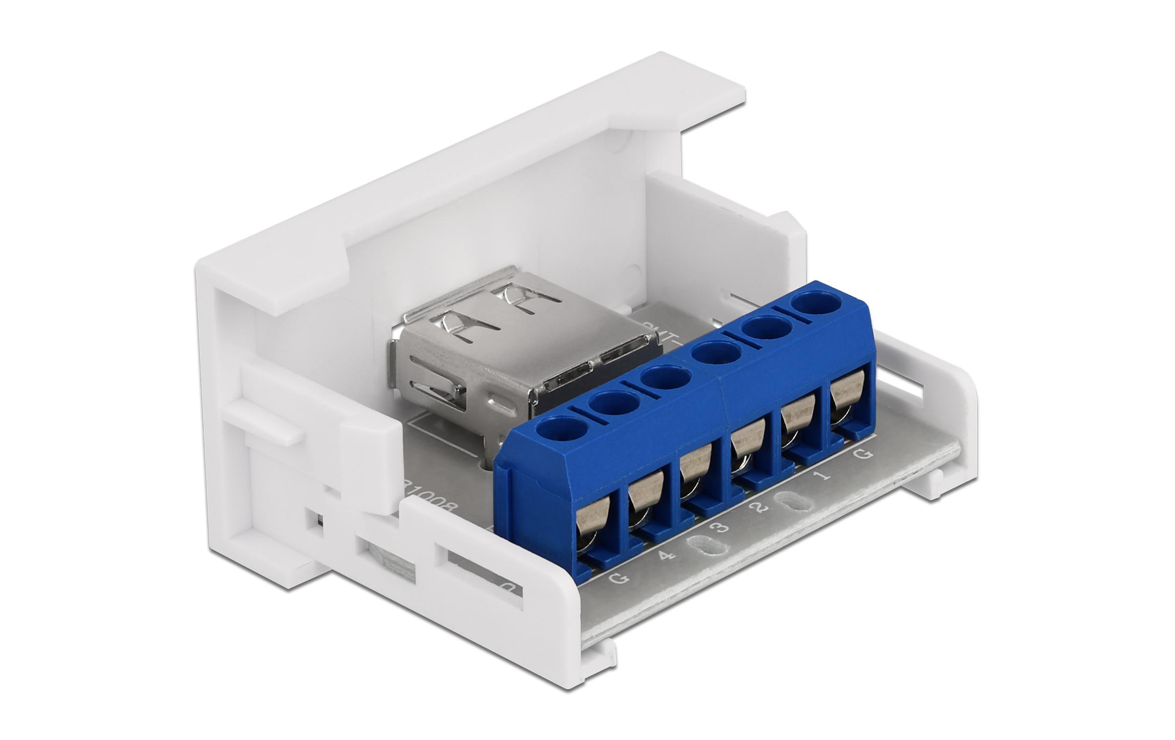 Delock USB 2.0 Adapter Easy 45 Modul Terminalblock - USB-A Buchse