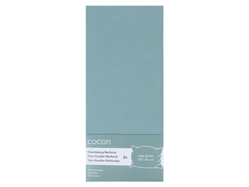COCON Kopfkissenbezug Renforcé 65 x 100 cm, Salbeigrün, 2 Stück COCON Kopfkissenbezug Renforcé 65 x 100 cm, Salbeigrün, 2 Stück
