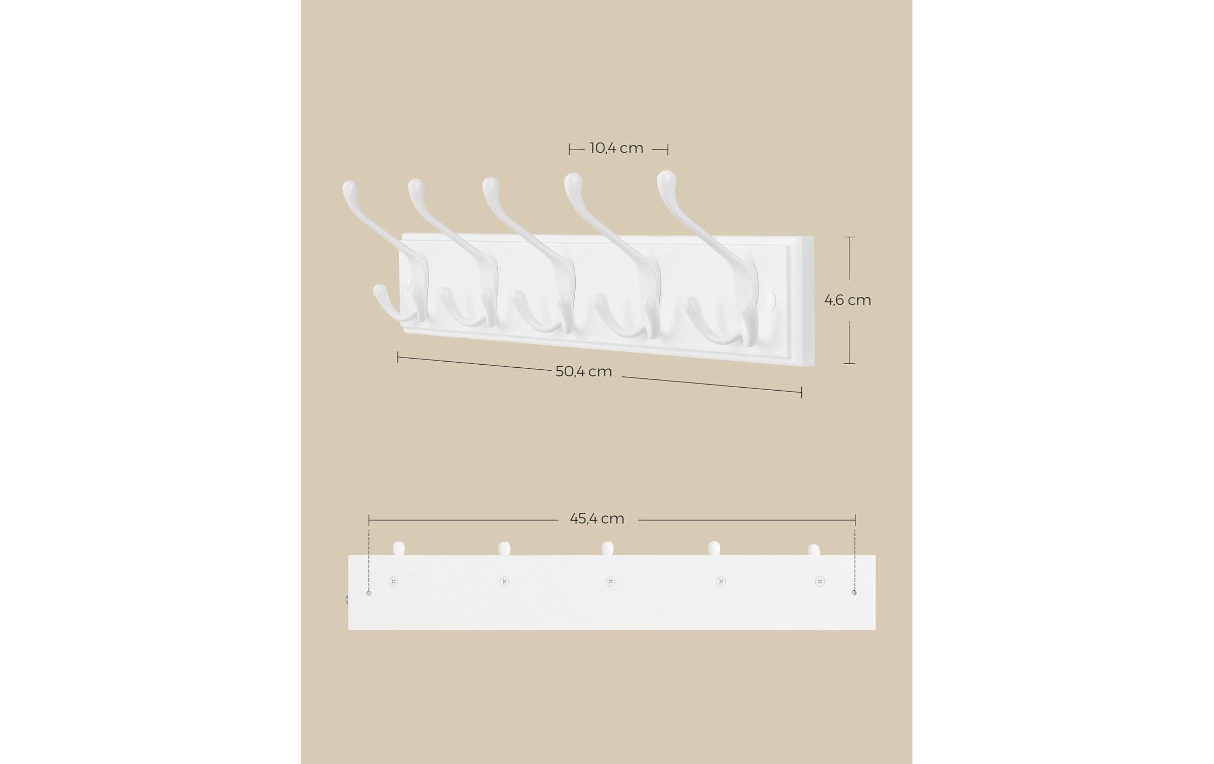 Songmics Garderobe mit 4 Haken Weiss