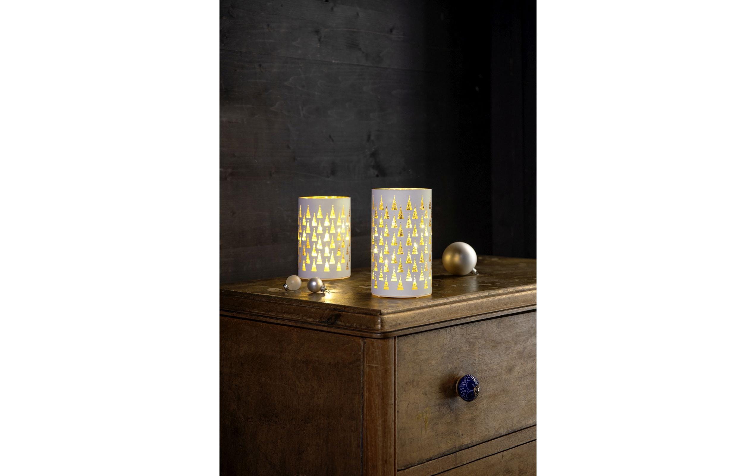 STT Windlicht Glas Tree 14 cm, Weiss