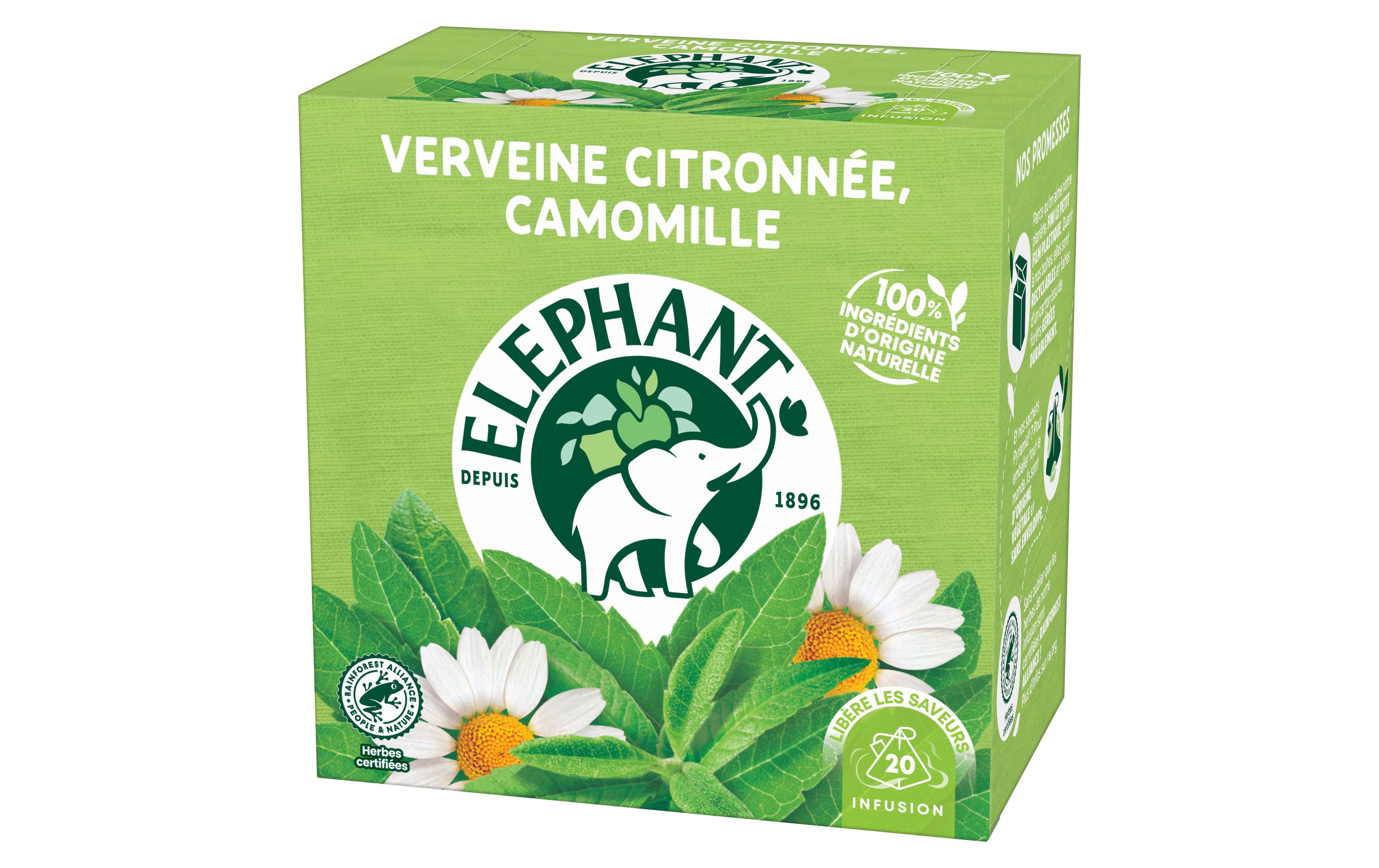 Eléphant Teebeutel Verveine Citronnée, Camomille 20 Stück