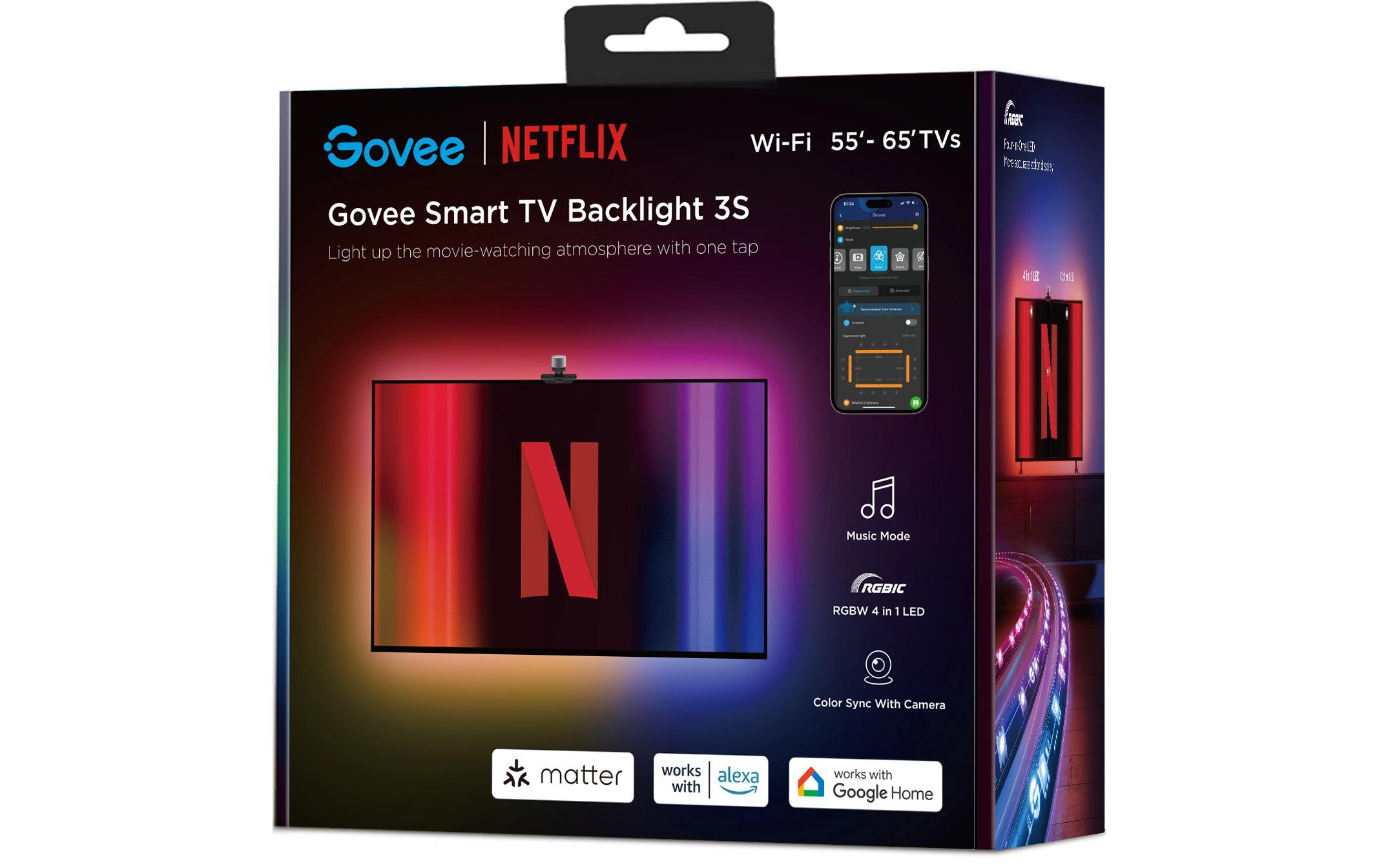 Govee Envisual TV Backlight 3S Netflix Version, RGBICW, 55-65
