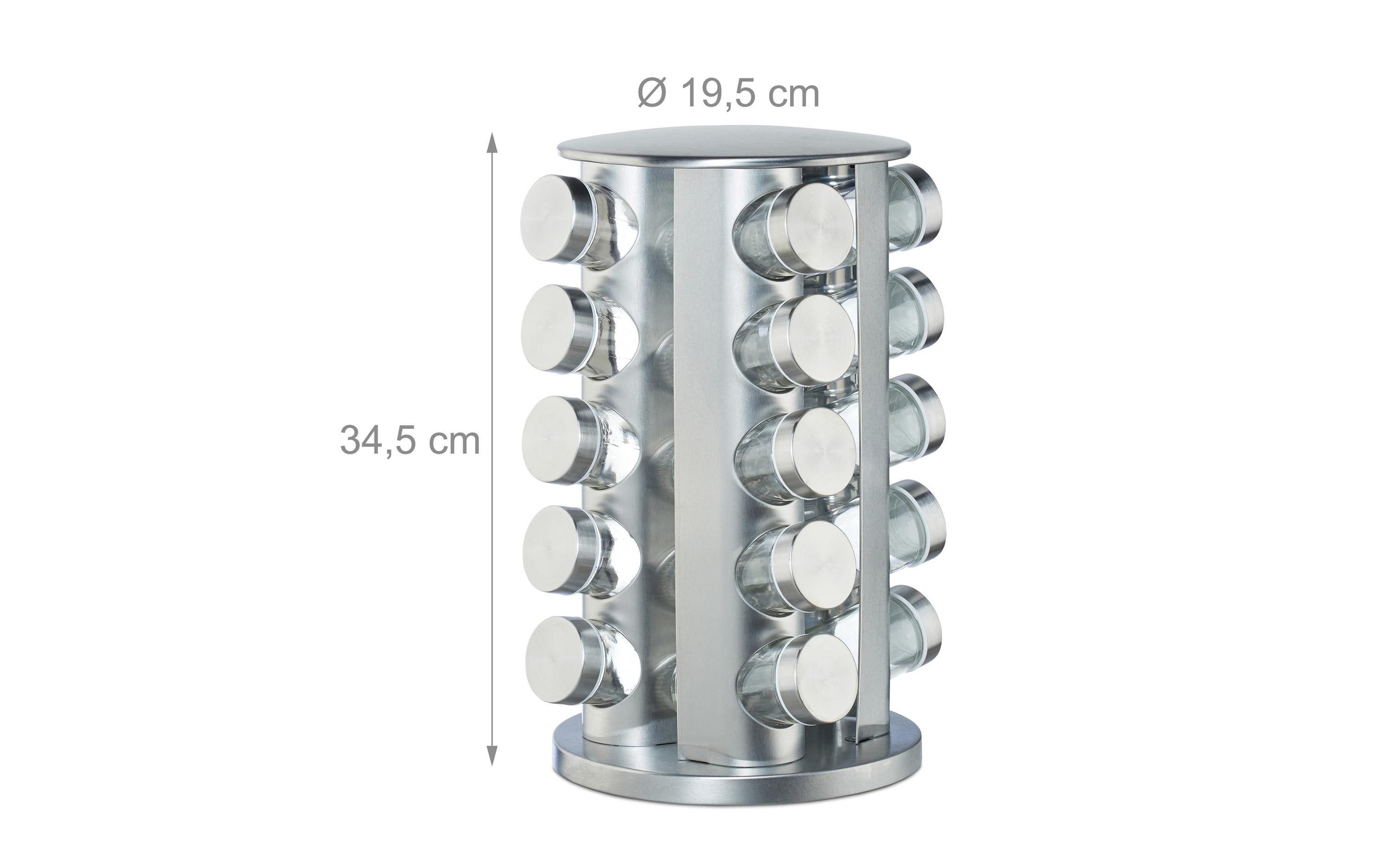 relaxdays Gewürzkarussell 20er Set Silber/Transparent