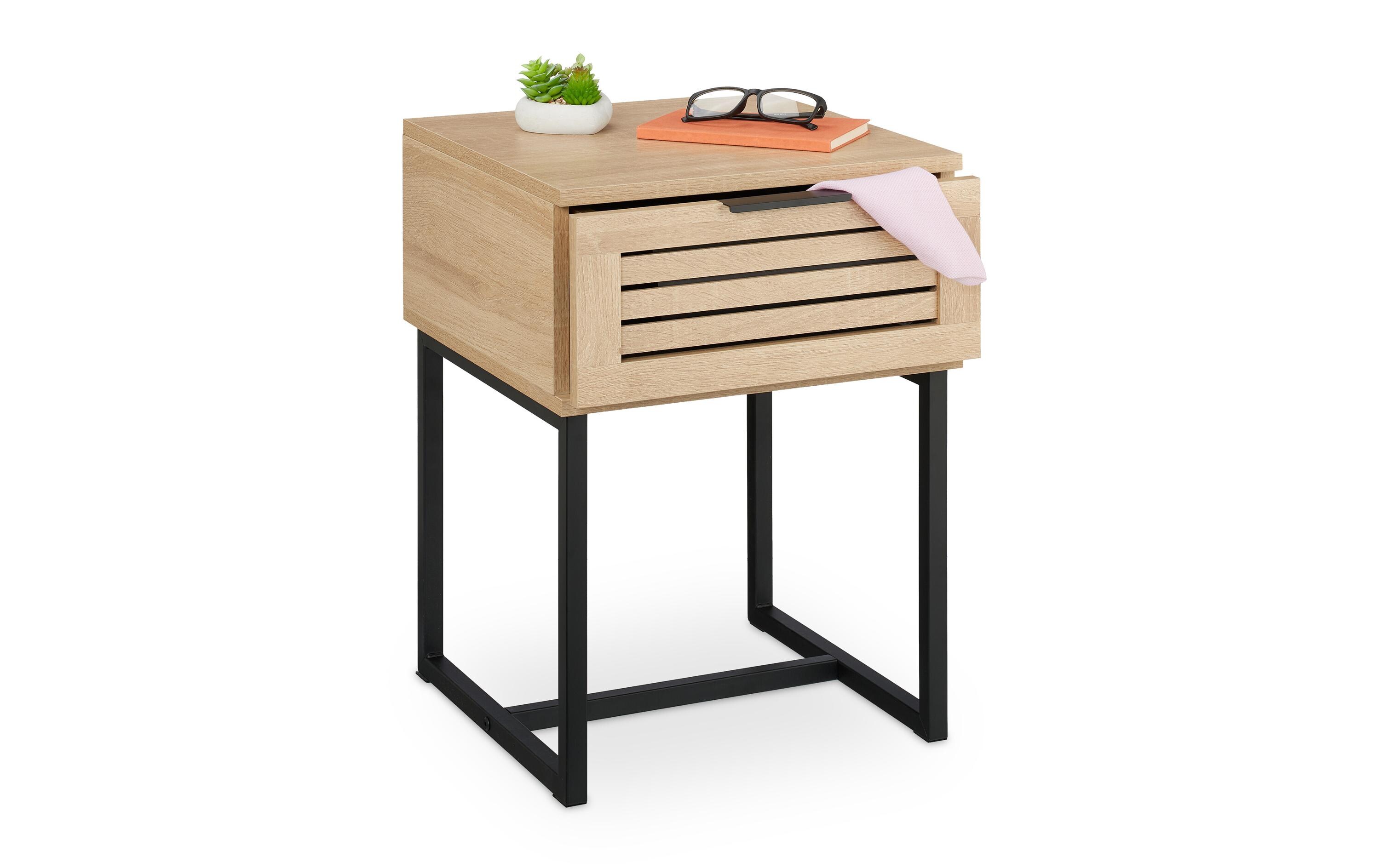 relaxdays Nachttisch mit Schublade 55.5 x 40 x 41.5 cm