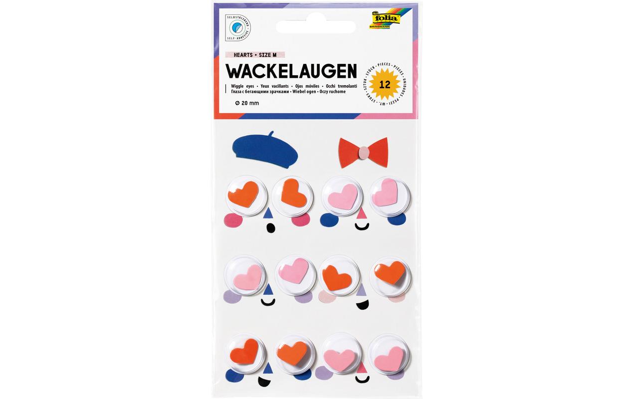 Folia Wackelaugen Hearts, Ø 20 mm, 12 Stück Folia Wackelaugen Hearts, Ø 20 mm, 12 Stück