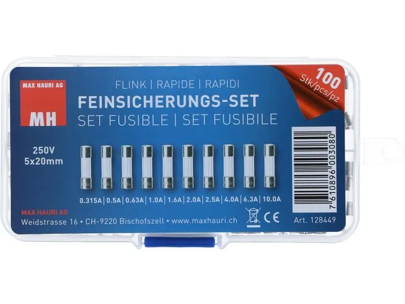 Max Hauri Schmelzsicherung Set 5 x 20 mm Flink, 100 Stück Max Hauri Schmelzsicherung Set 5 x 20 mm Flink, 100 Stück