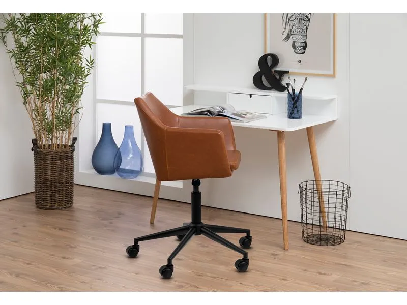 AC Design Bürostuhl Nora, mit Polsterrücken und Armlehnen, Cognac AC Design Bürostuhl Nora, mit Polsterrücken und Armlehnen, Cognac