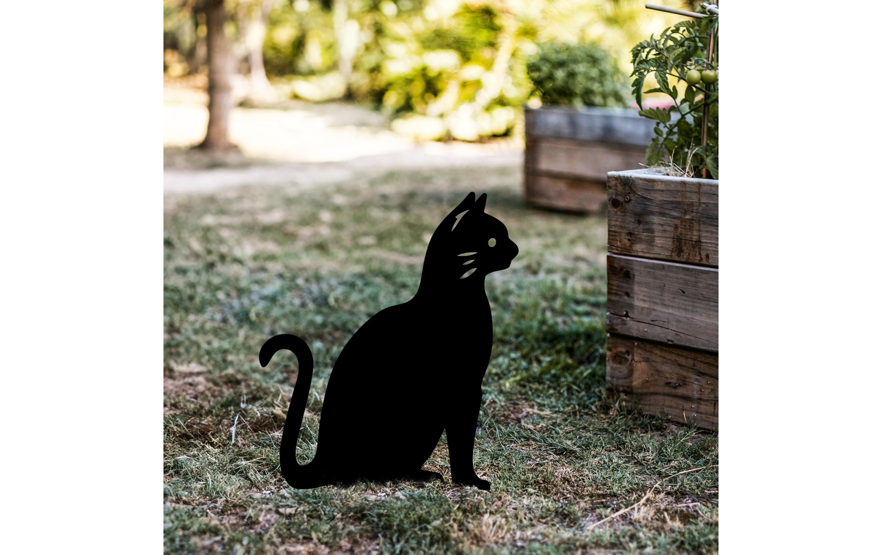 Wallxpert Gartenstecker Katze 38 x 20 cm