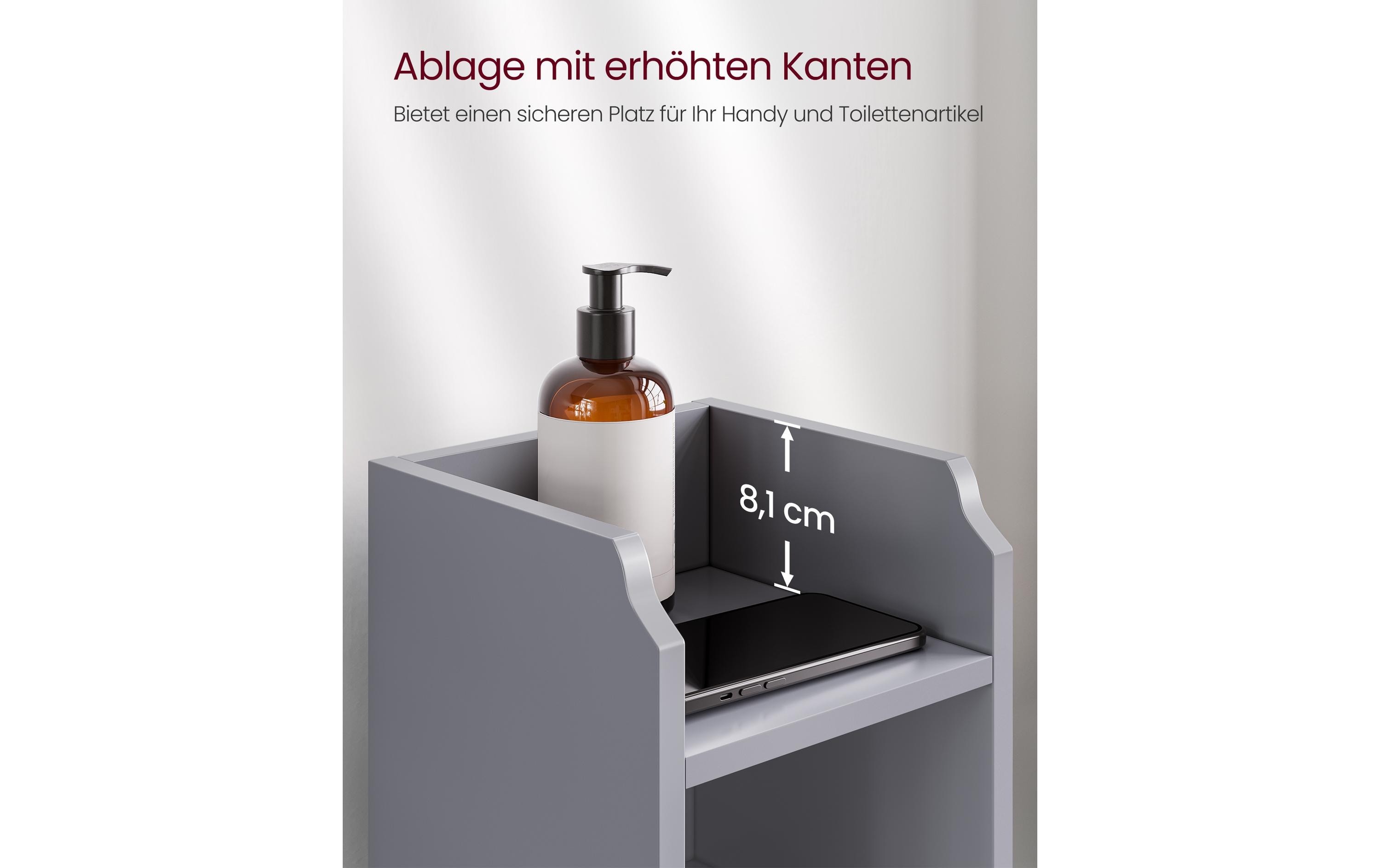 VASAGLE Badezimmer-Schrank 18 x 80 cm, Grau