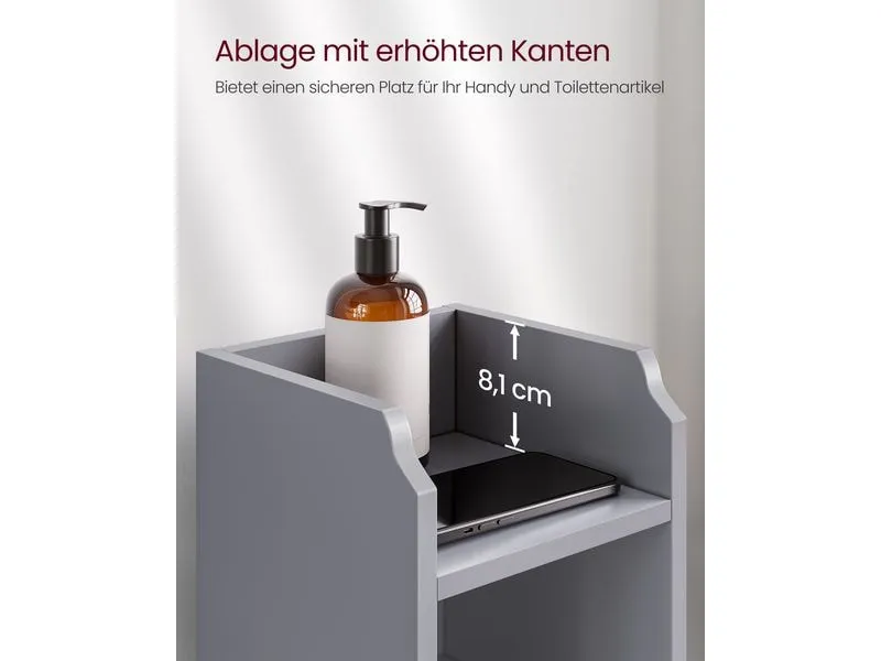 VASAGLE Badezimmer-Schrank 18 x 80 cm, Grau