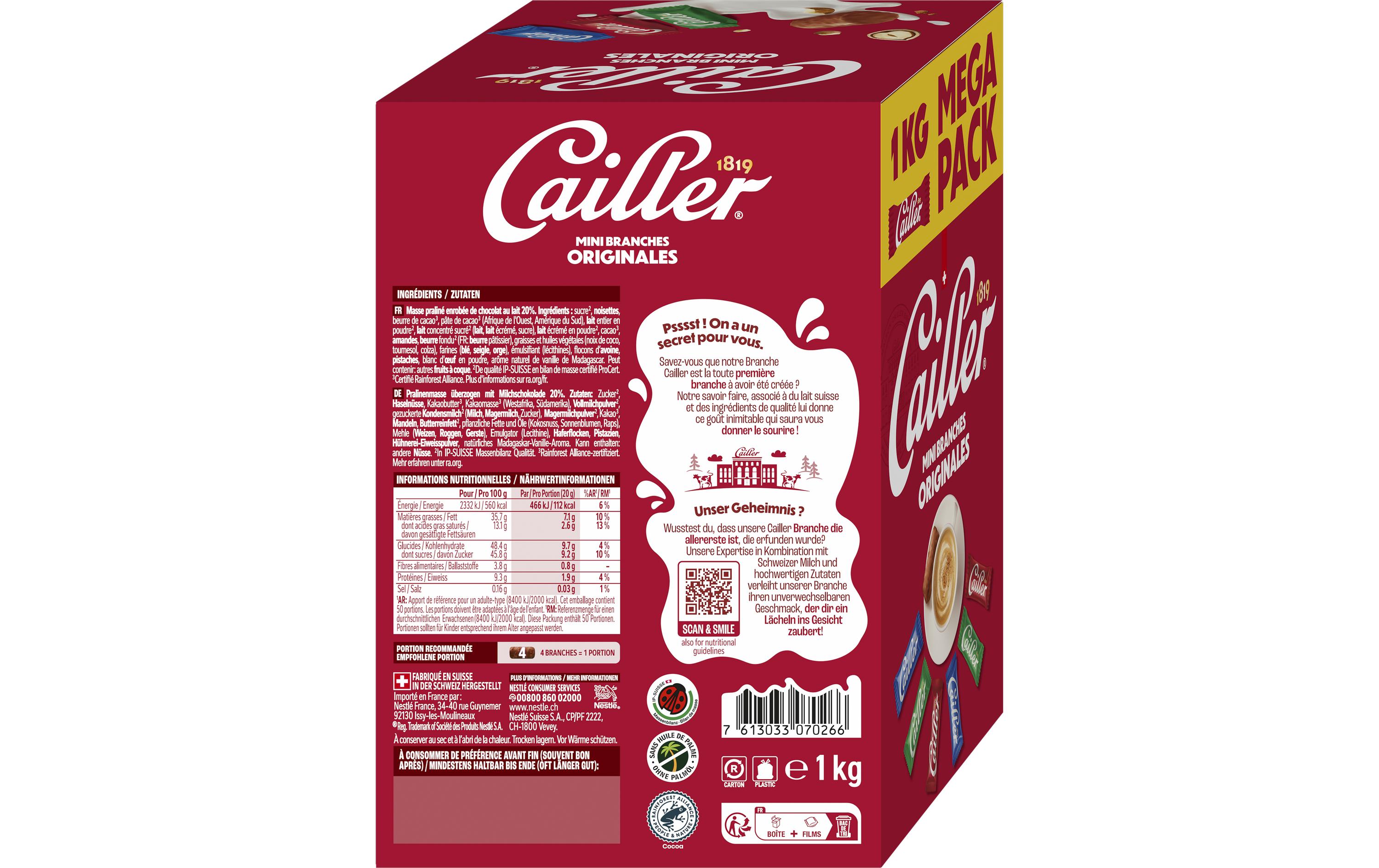 Cailler Branches Milchschokoladenriegel'Originale Mini 1 kg