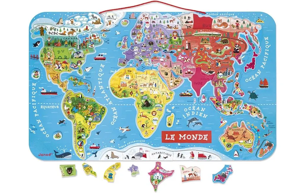 Janod Magnet-Puzzle Weltkarte: Le Monde 92-teilig -FR- Janod Magnet-Puzzle Weltkarte: Le Monde 92-teilig -FR-
