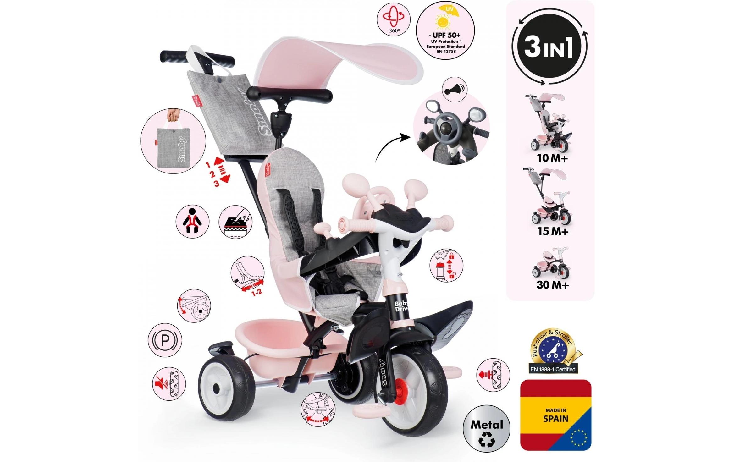 Smoby Dreirad Baby Driver Rosa Smoby Dreirad Baby Driver Rosa