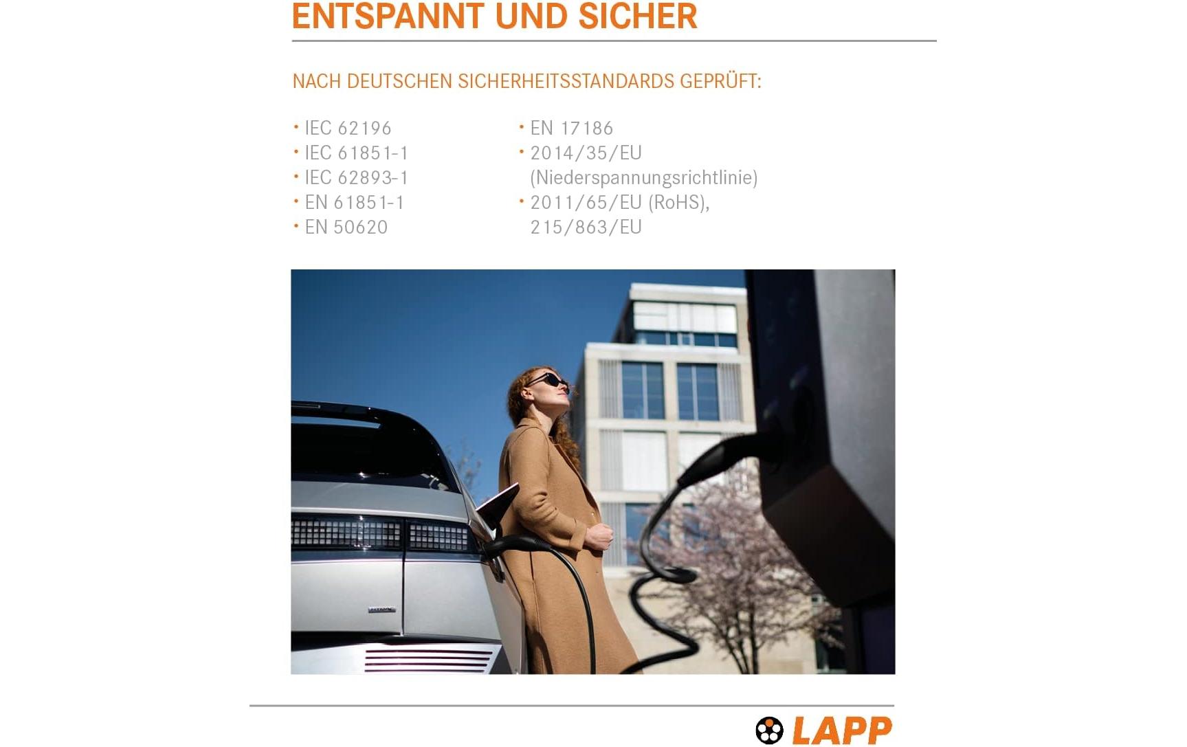 Lapp Ladekabel für Elektroauto Typ 2, 7.4kW, 32A, 5 m, Schwarz