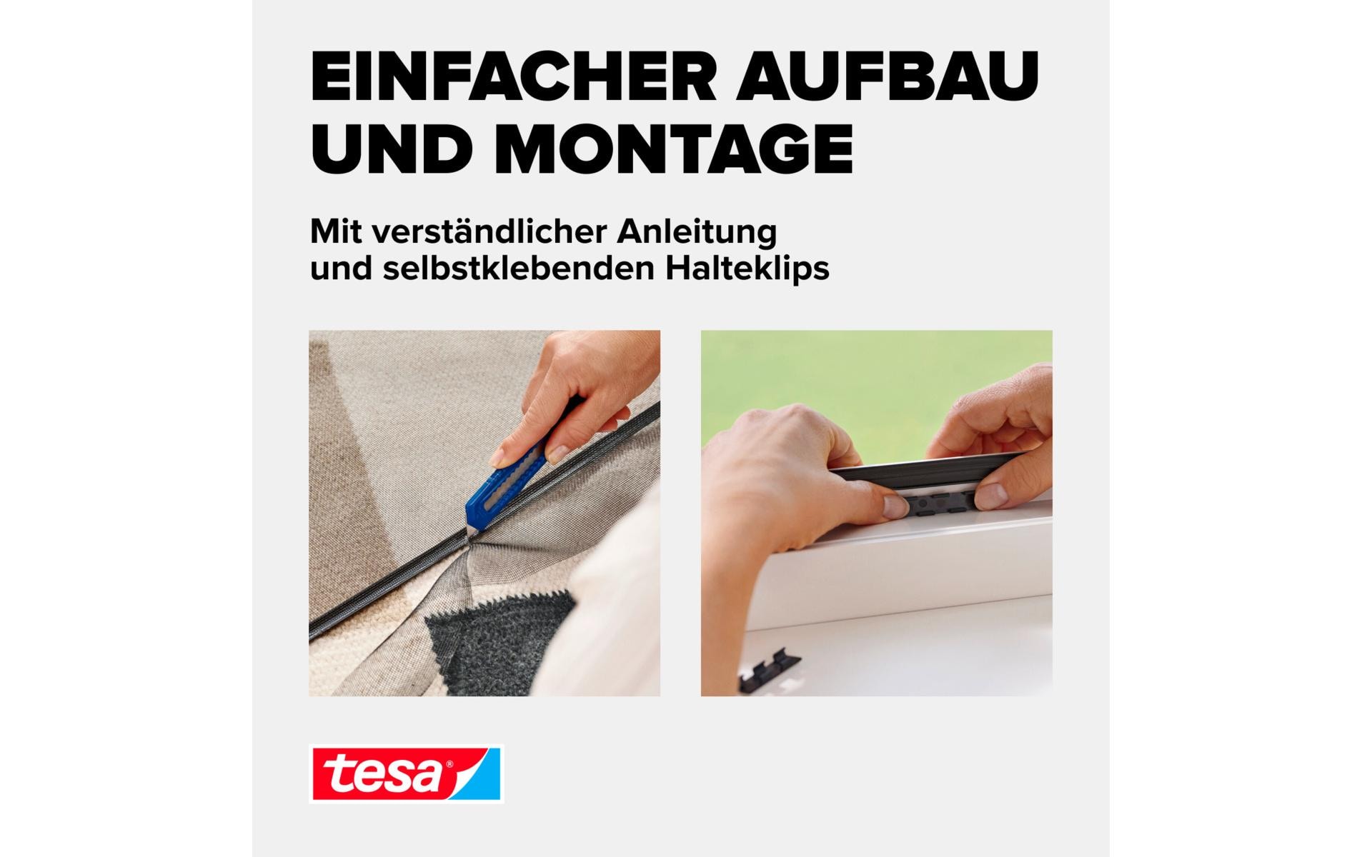 tesa Fliegengitter Insect Stop Clip on 1.2 x 2.4 m, Anthrazit