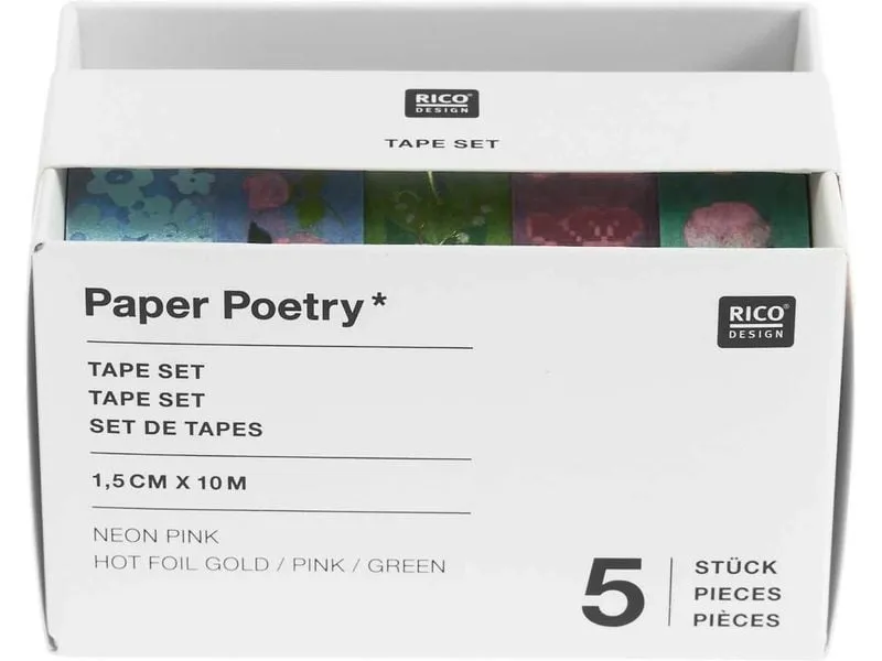 Rico Design Washi Tape La Vie En Rose 5 Stück, Blau/Grün, 10 m Rico Design Washi Tape La Vie En Rose 5 Stück, Blau/Grün, 10 m