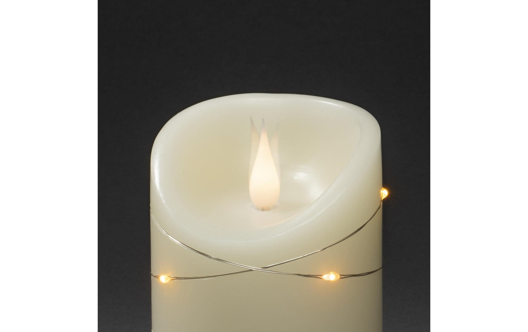 Konstsmide Echtwachskerze, 8 cm x 14 cm, Cremeweiss