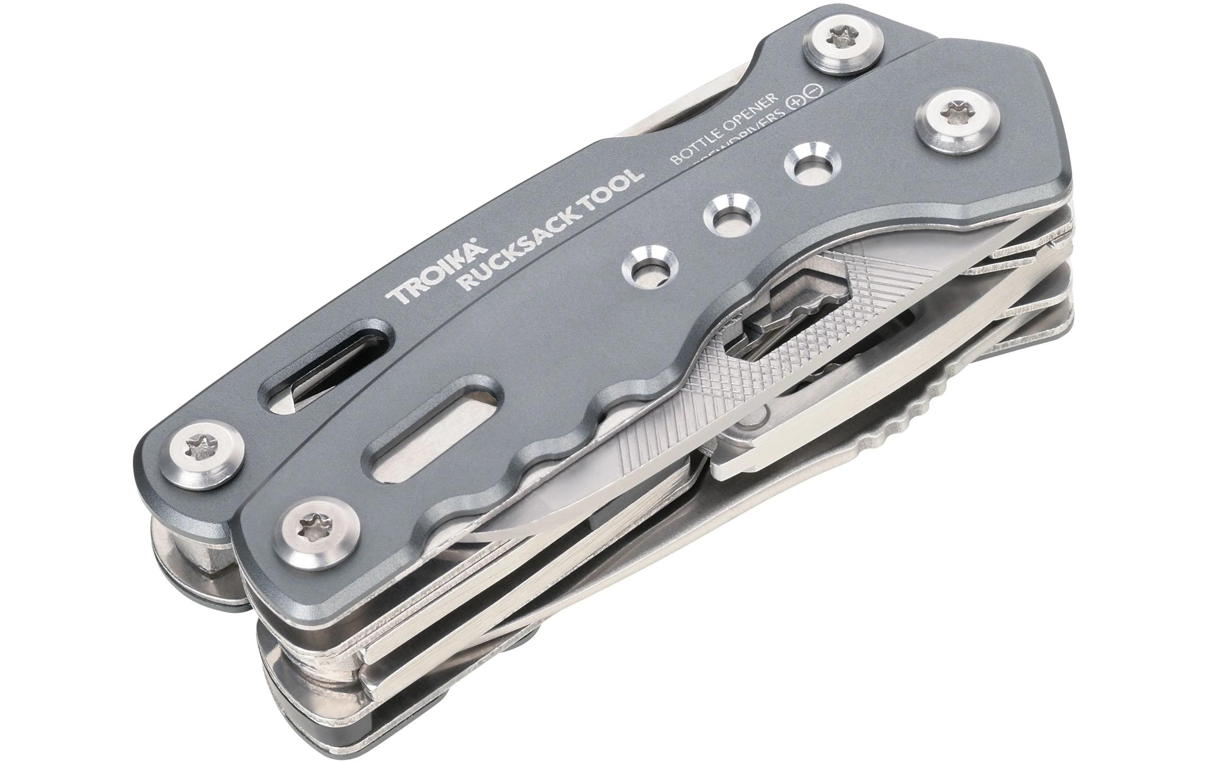 Troika Taschenmesser Rucksack Tool mit 15 Funktionen, Grau