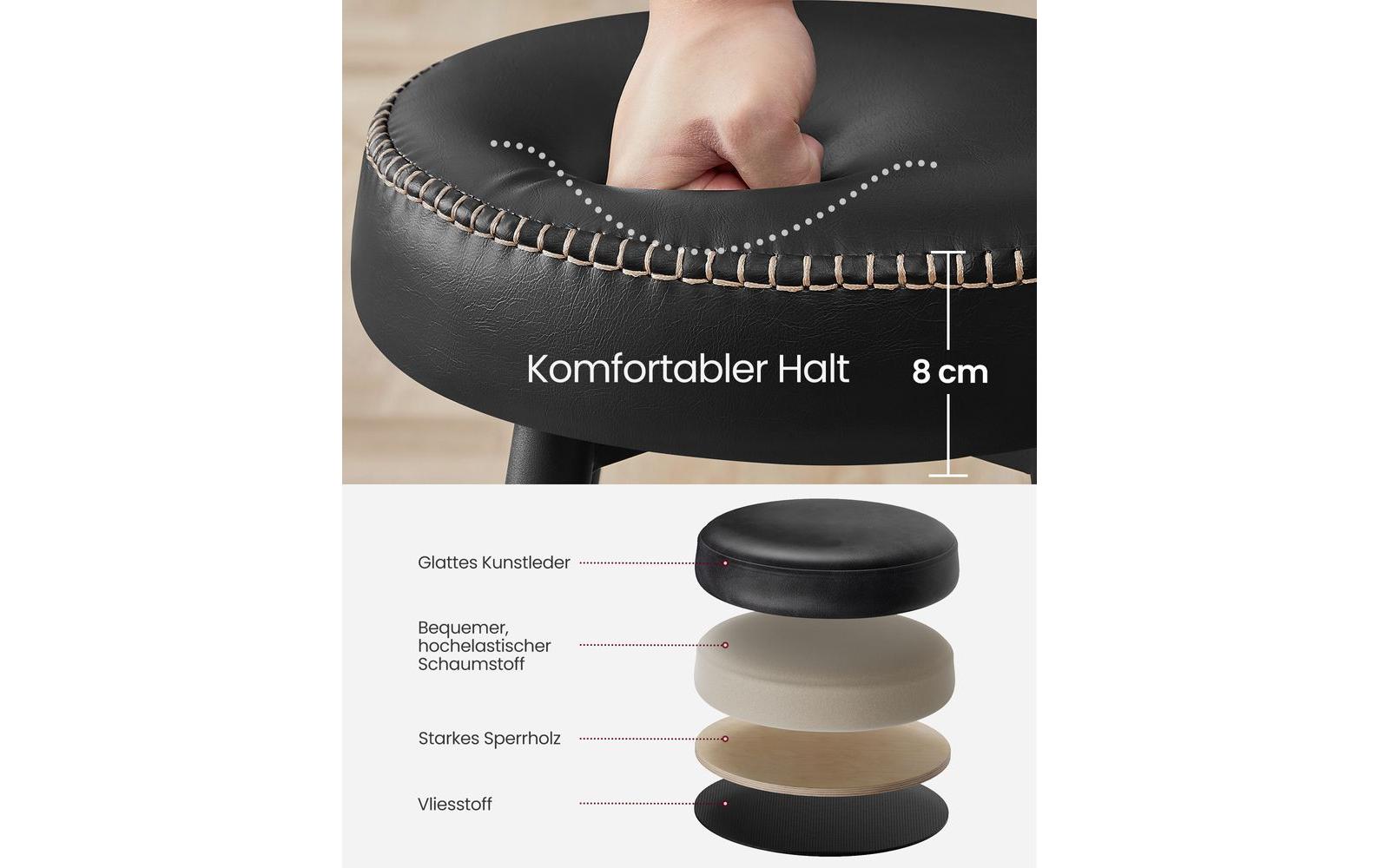 VASAGLE Barhocker 2 Stück 51.6 x 76.2 cm, Schwarz