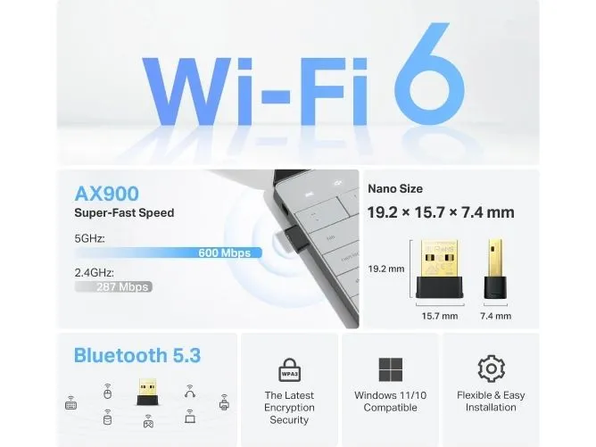 TP-Link WLAN-AX USB-Stick Archer TX10UB Nano Wi‑Fi 6 BT 5.3 TP-Link WLAN-AX USB-Stick Archer TX10UB Nano Wi‑Fi 6 BT 5.3