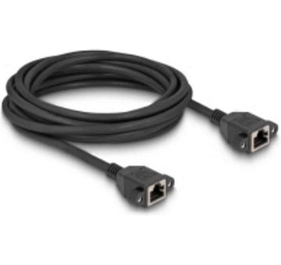 Delock Patchkabel Verlängerungskabel Cat 6A, S/FTP, 5 m, Schwarz