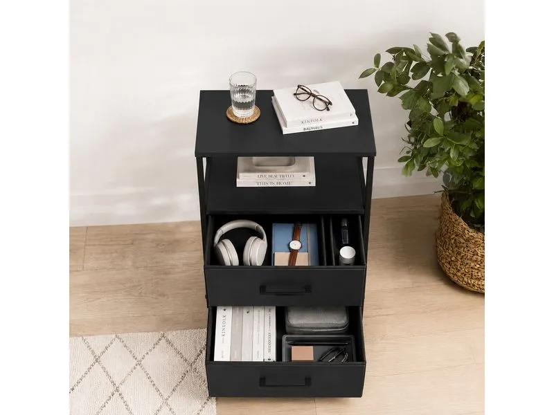 relaxdays Nachttisch 2er Set 38 x 61 cm, Schwarz relaxdays Nachttisch 2er Set 38 x 61 cm, Schwarz