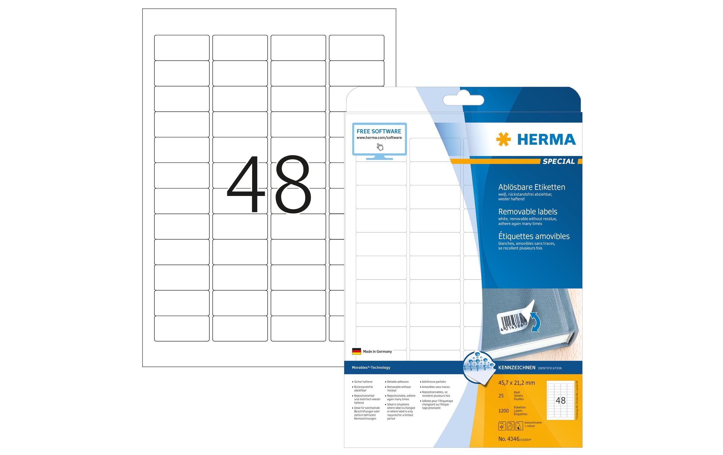 HERMA Universal-Etiketten Movables 45.7 x 21.2 mm, 1200 Etiketten