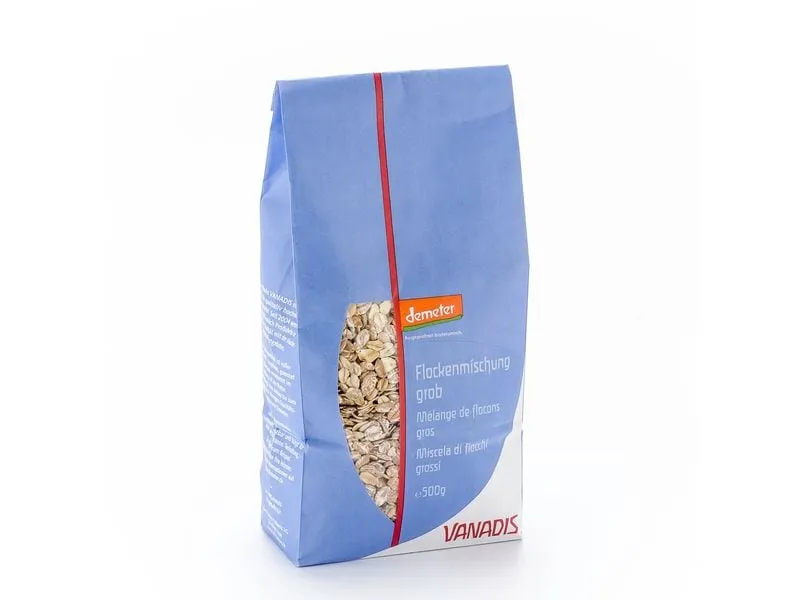 Vanadis Flocken-Mischung grob mit Dinkel, Demeter 500 g