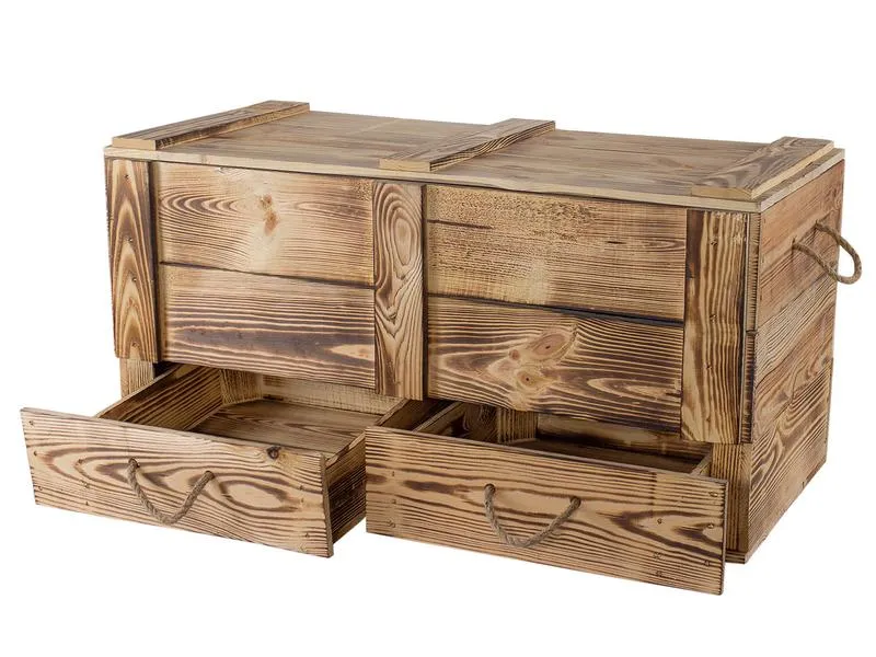Holz Zollhaus Truhe Vintage geflammt, 85 x 40 cm