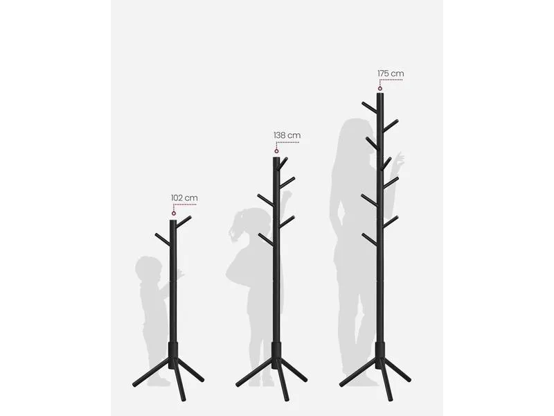 VASAGLE Garderobenständer mit 8 Haken 175 cm, Schwarz VASAGLE Garderobenständer mit 8 Haken 175 cm, Schwarz