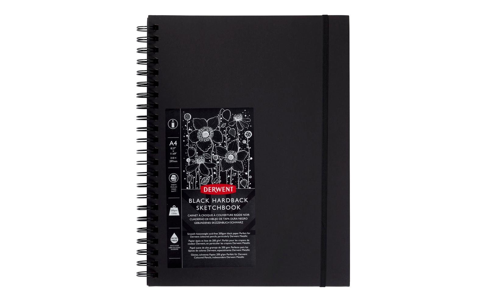 Derwent Skizzenbuch mit schwarzen Seiten, DIN-A4, 40 Blatt Derwent Skizzenbuch mit schwarzen Seiten, DIN-A4, 40 Blatt