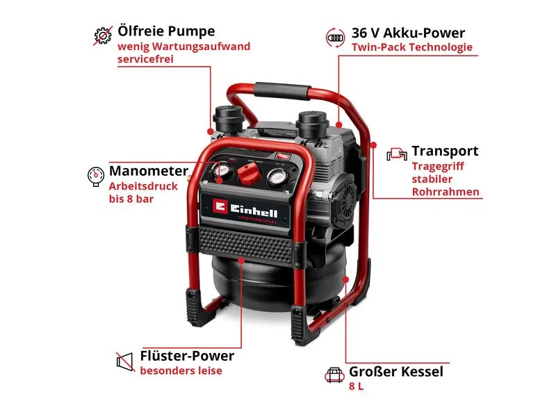 Einhell Professional Akku-Kompressor SILENZZO 36/210 Einhell Professional Akku-Kompressor SILENZZO 36/210