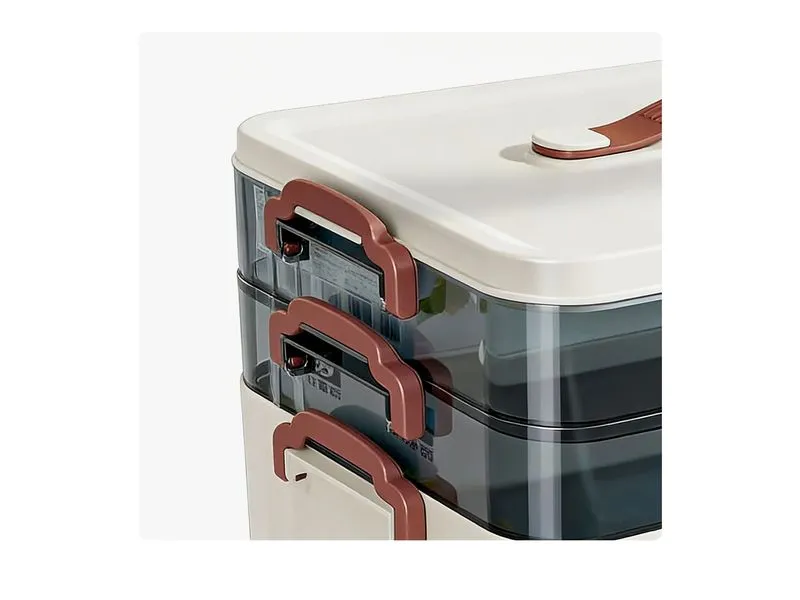 relaxdays Medizinbox aus Kunststoff Transparent/Weiss 24 x 33 x 22 cm