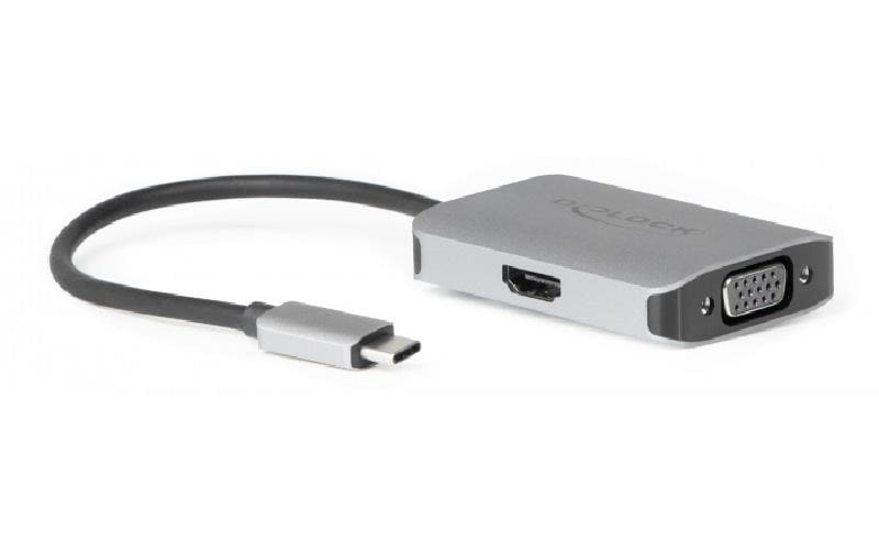 Delock 2-Port Signalsplitter USB Typ-C zu HDMI/VGA
