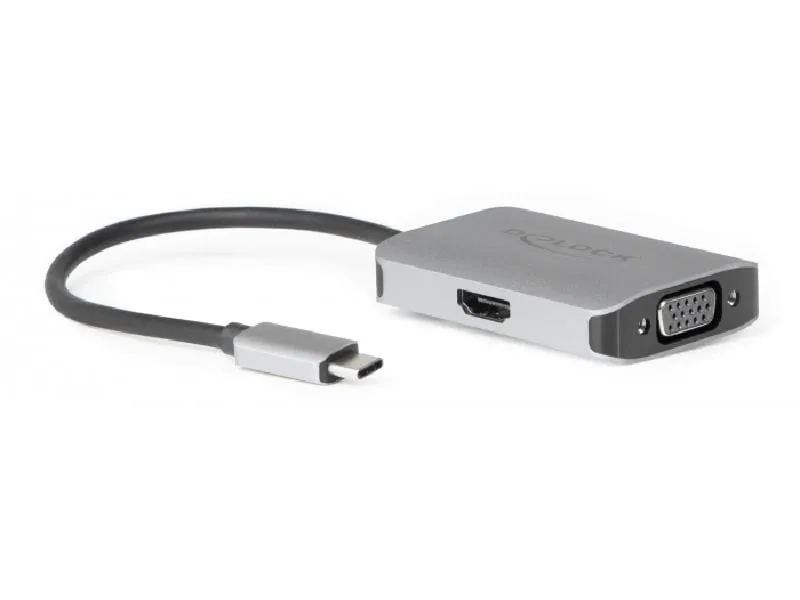 Delock 2-Port Signalsplitter USB Typ-C zu HDMI/VGA Delock 2-Port Signalsplitter USB Typ-C zu HDMI/VGA