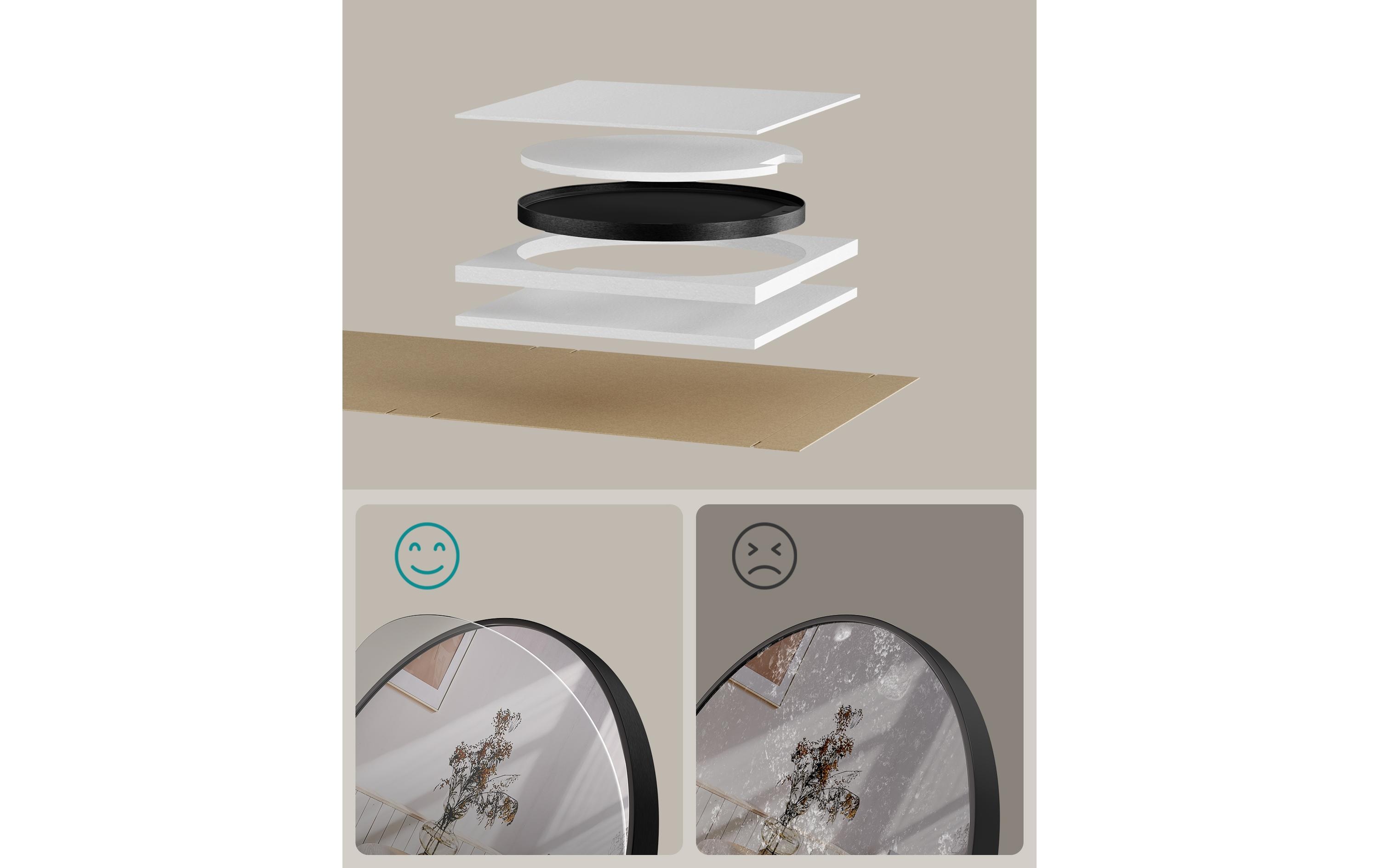 Songmics Spiegel Ø 61 cm, Schwarz