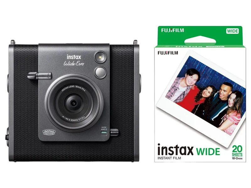 Fujifilm Fotokamera Instax Wide Evo mit 1 x Duo Pack Film Schwarz Fujifilm Fotokamera Instax Wide Evo mit 1 x Duo Pack Film Schwarz