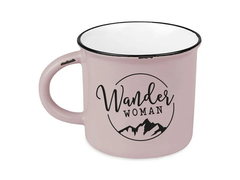 Grafik Werkstatt Vintage Becher Bergglück, Wanderwoman Grafik Werkstatt Vintage Becher Bergglück, Wanderwoman