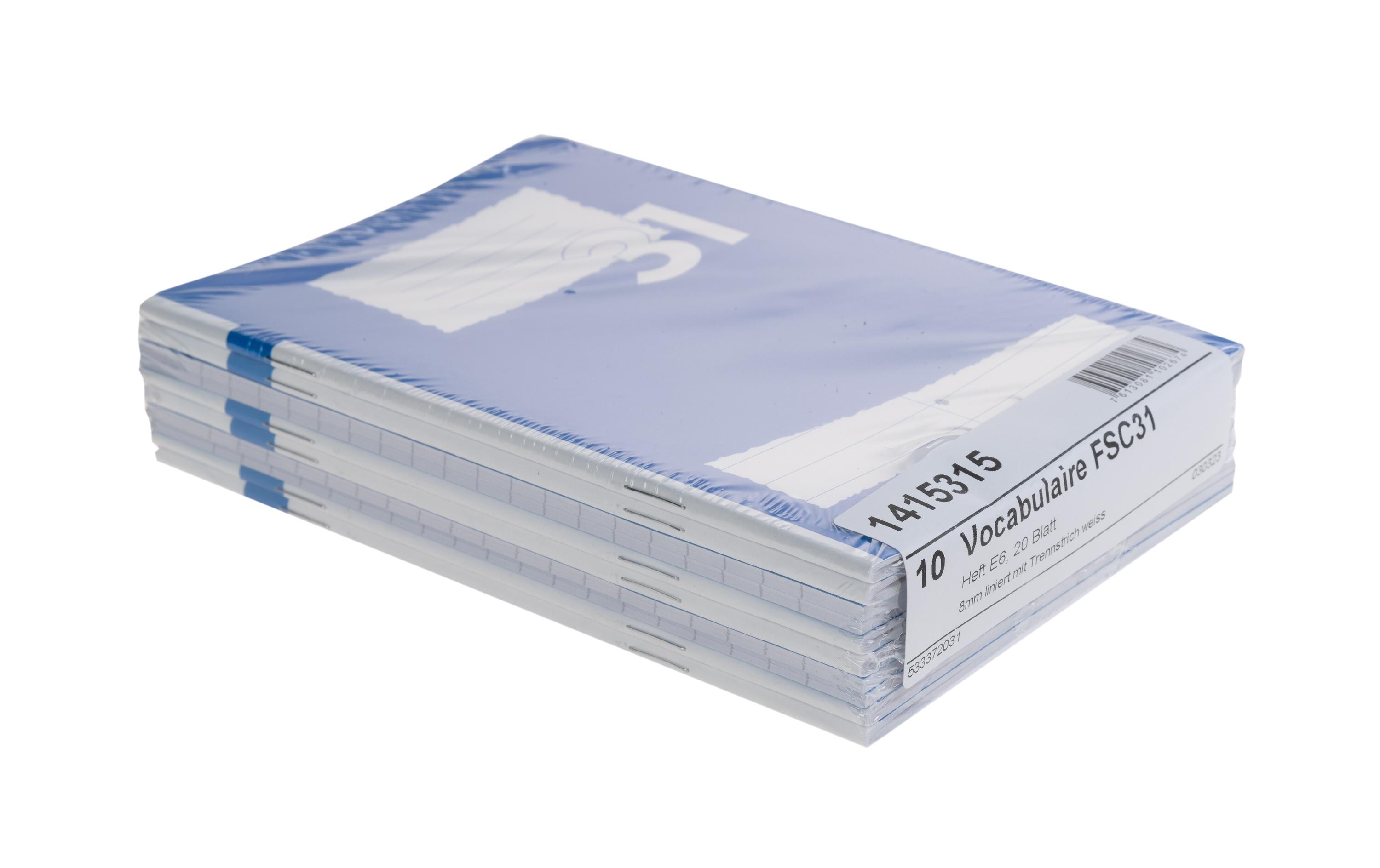 Office Focus Schulheft FSC 14 x 20 cm, Liniert, Blau, 10 Stück