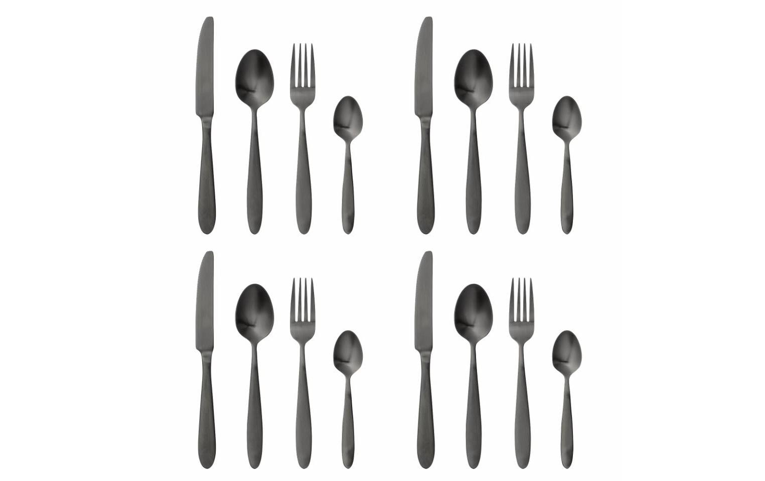 Bloomingville Besteck-Set Frea, Edelstahl, Schwarz, 16-teilig