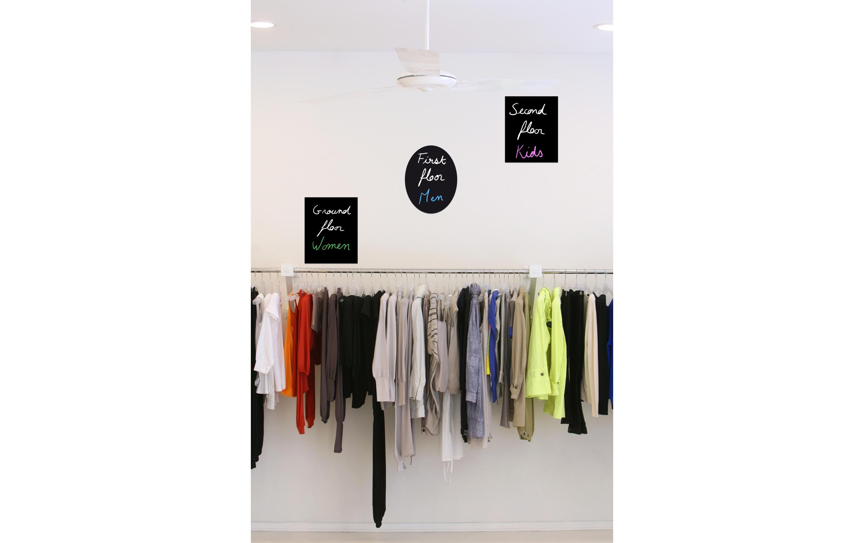 Securit Kreidetafel Silhouette Oval mit Klett, Schwarz