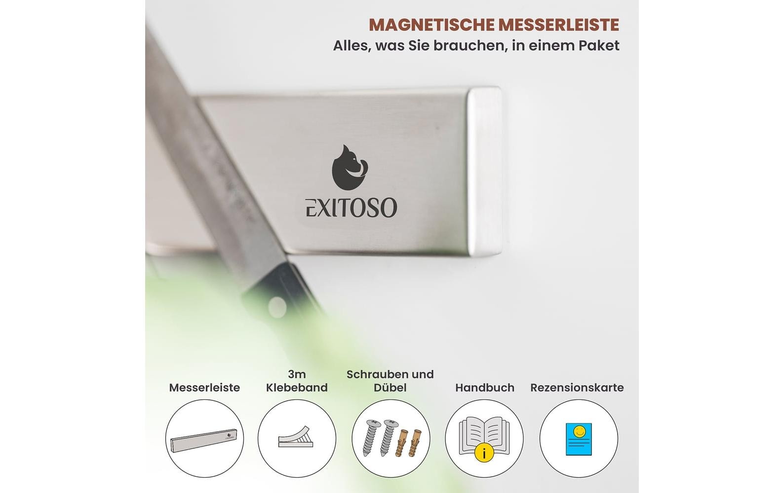 Exitoso Magnetschiene für Messer Silber