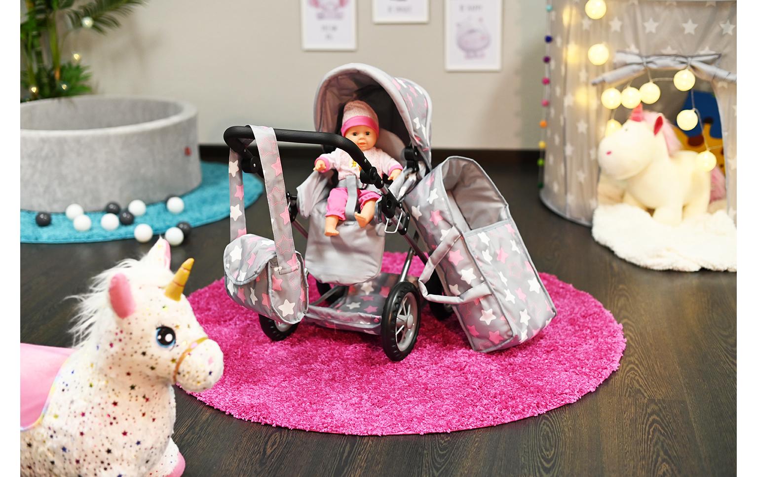 Knorrtoys Puppenbuggy Ruby Star Grey Pink