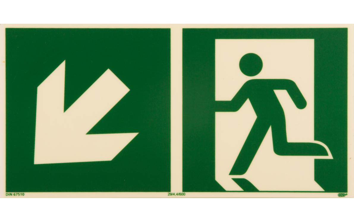 P.R.O. Rettungsweg links abwärts – Piktogramm 150 x 300 mm