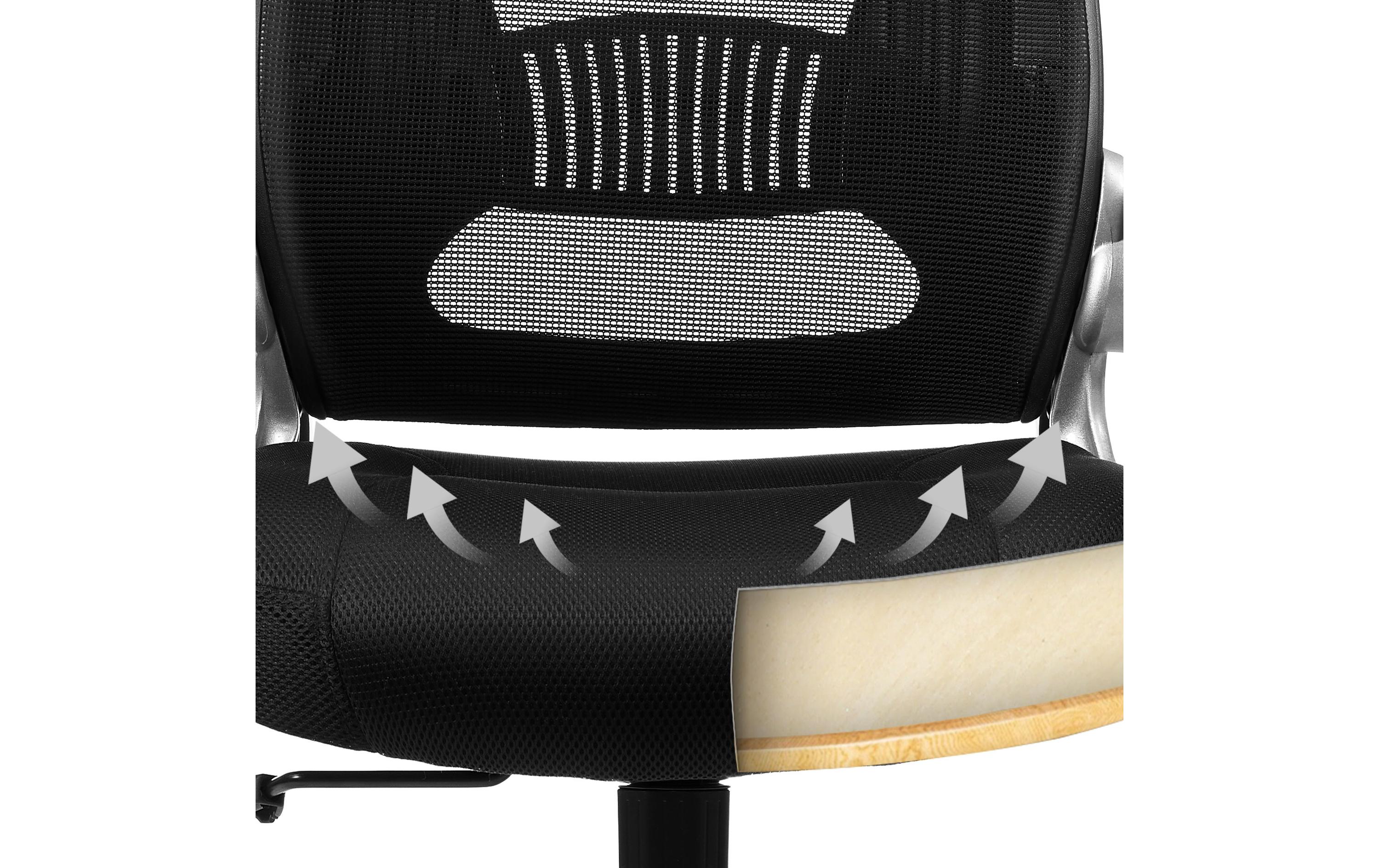 Songmics Bürostuhl mit Netzbezug, Armlehnen und Kopfstütze