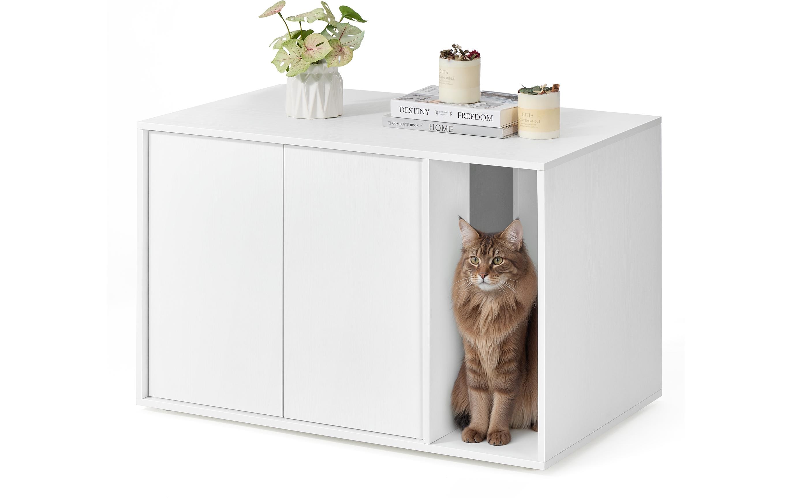 Feandrea Katzenhaus für Katzentoilette Weiss