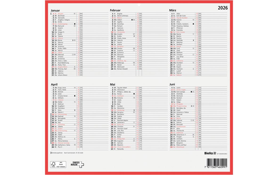 Biella Tafelkalender D, 32 x 29.7 cm Biella Tafelkalender D, 32 x 29.7 cm