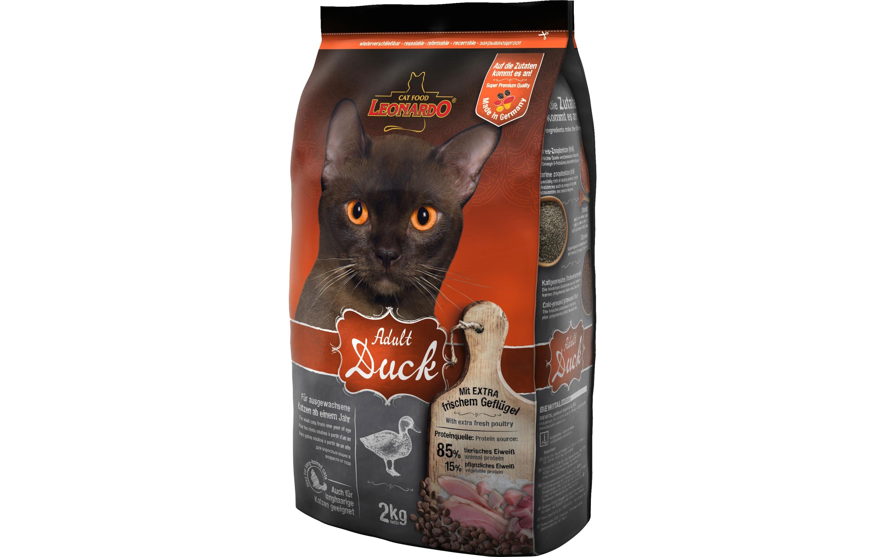 Leonardo Cat Food Trockenfutter Adult Ente, 2 kg