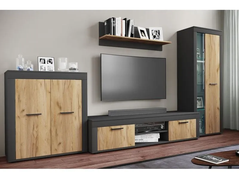 VCM TV-Möbel Usilo XL 160 x 45 cm, Braun/Grau VCM TV-Möbel Usilo XL 160 x 45 cm, Braun/Grau