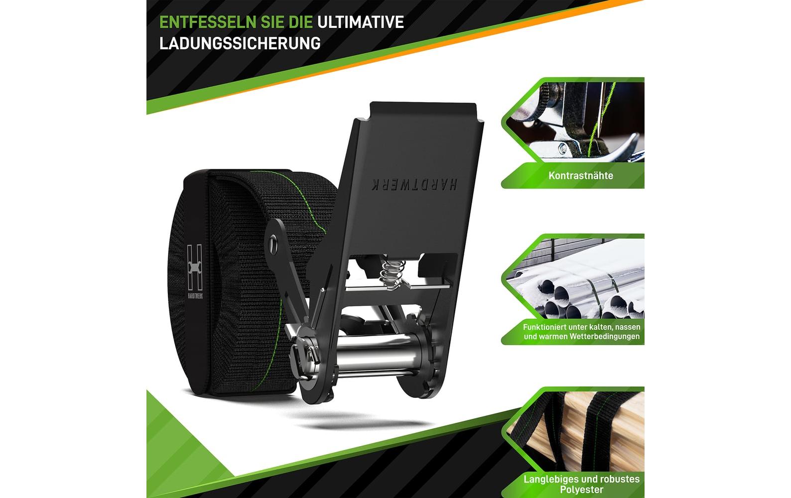 Hardtwerk Spanngurte mit Ratschen 4 Stück, 6 Meter, Schwarz Hardtwerk Spanngurte mit Ratschen 4 Stück, 6 Meter, Schwarz